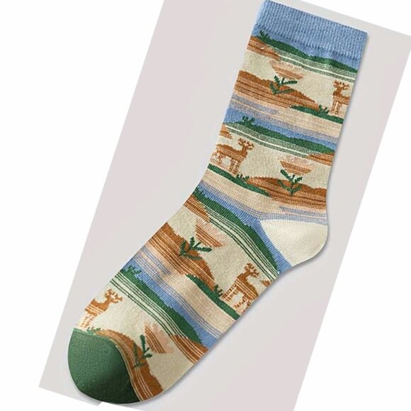 Nature Pattern Cotton Socks 4 Pair Med - Picture 3 of 7